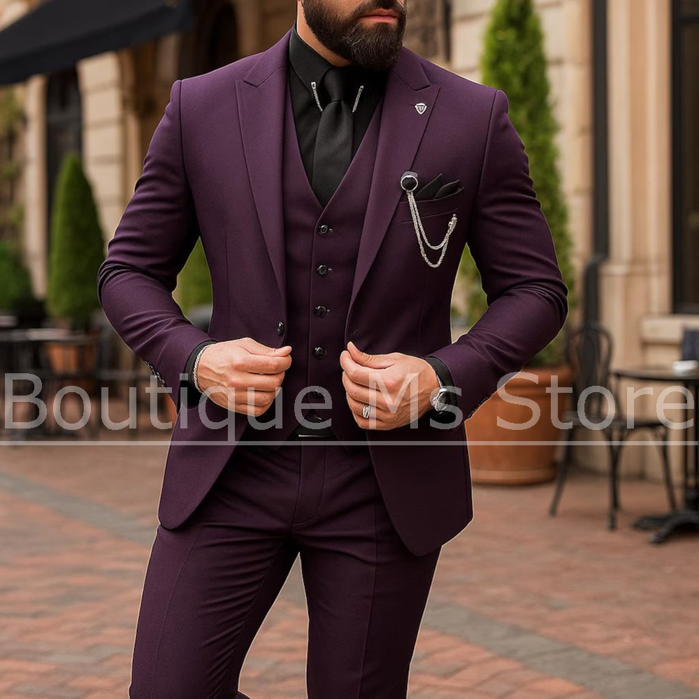 Men Formal Wear Outfits - Terno Masculino de 3 Peças: Jaqueta,
