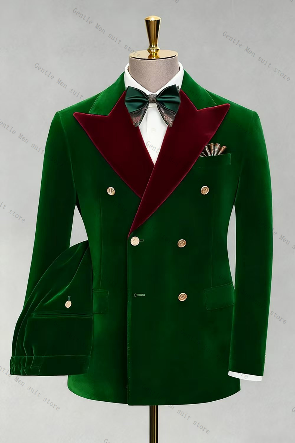 Men Formal Wear Green - Conjunto de terno masculino de noivo