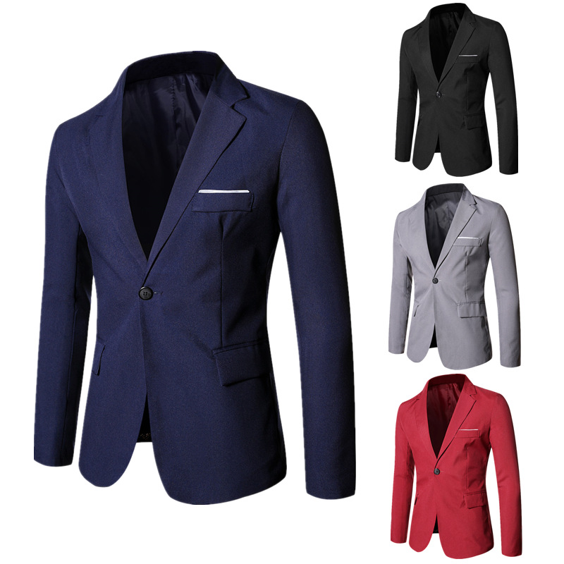 Men Formal Wear Outfits - Blazer Masculino com Gola Dobrável e
