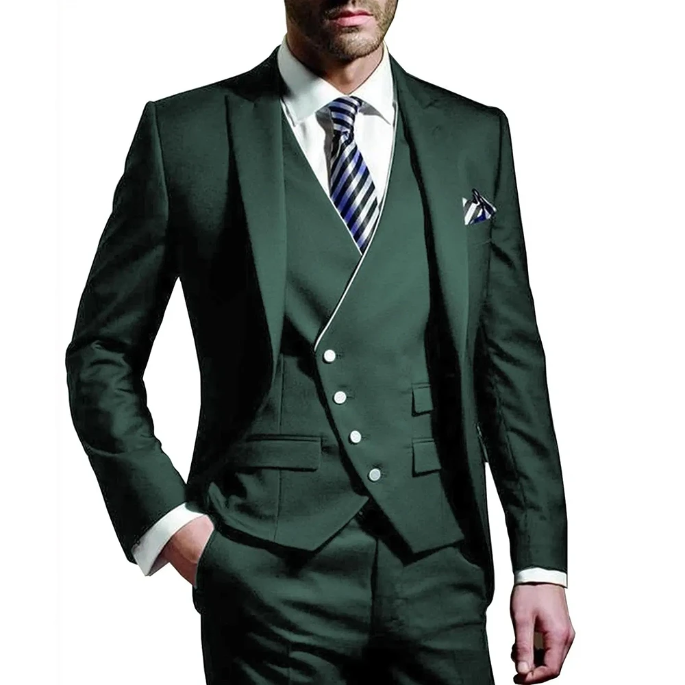 Men Formal Wear Green - Terno Masculino Verde Militar 3 Peças
