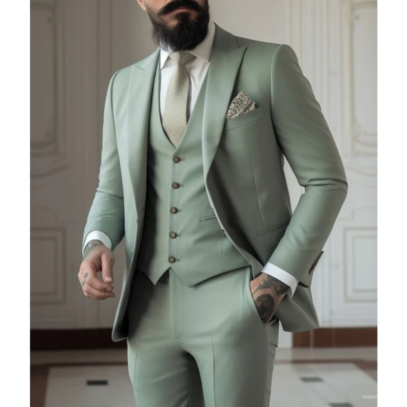 Men Formal Wear Green - Ternos verdes claros masculinos, 3 peças,