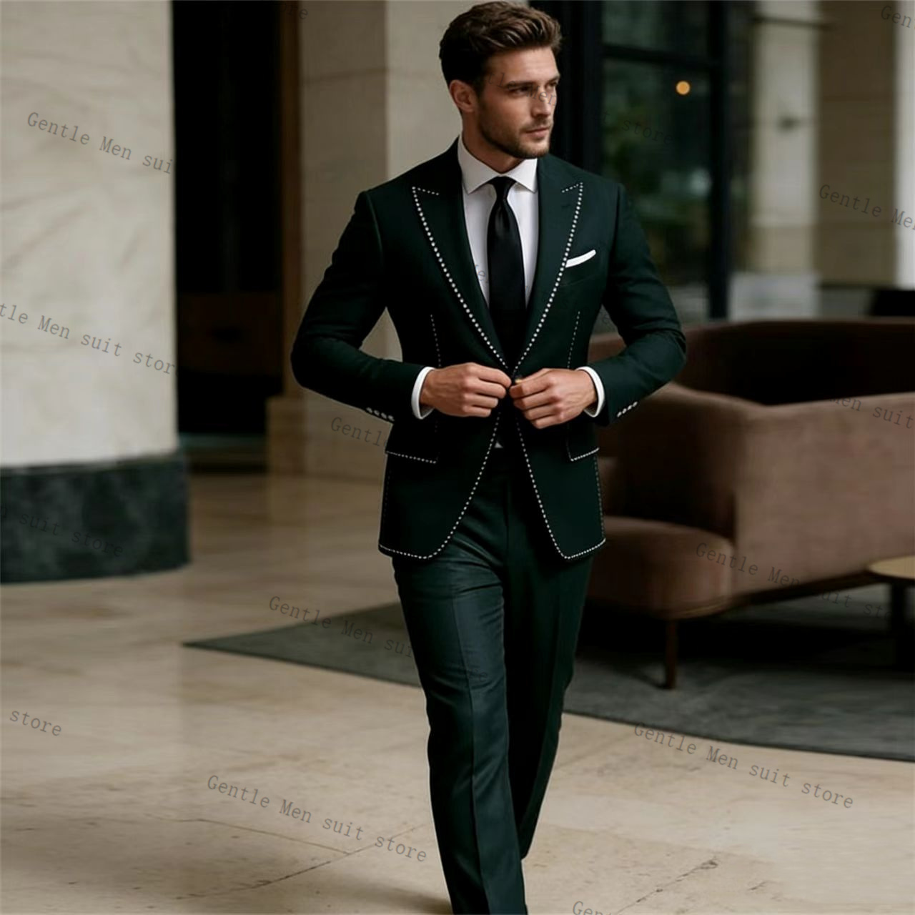 Men Formal Wear Green - Conjunto de Terno Masculino Verde Luxuoso