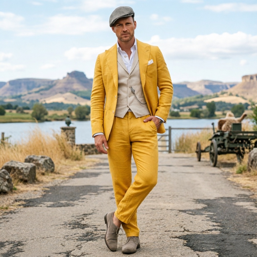 Terno Masculino de Linho Verde - Men Formal Wear Green avaliação e preço