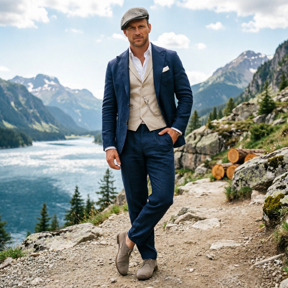 Terno Masculino de Linho Verde - Men Formal Wear Green avaliação e preço