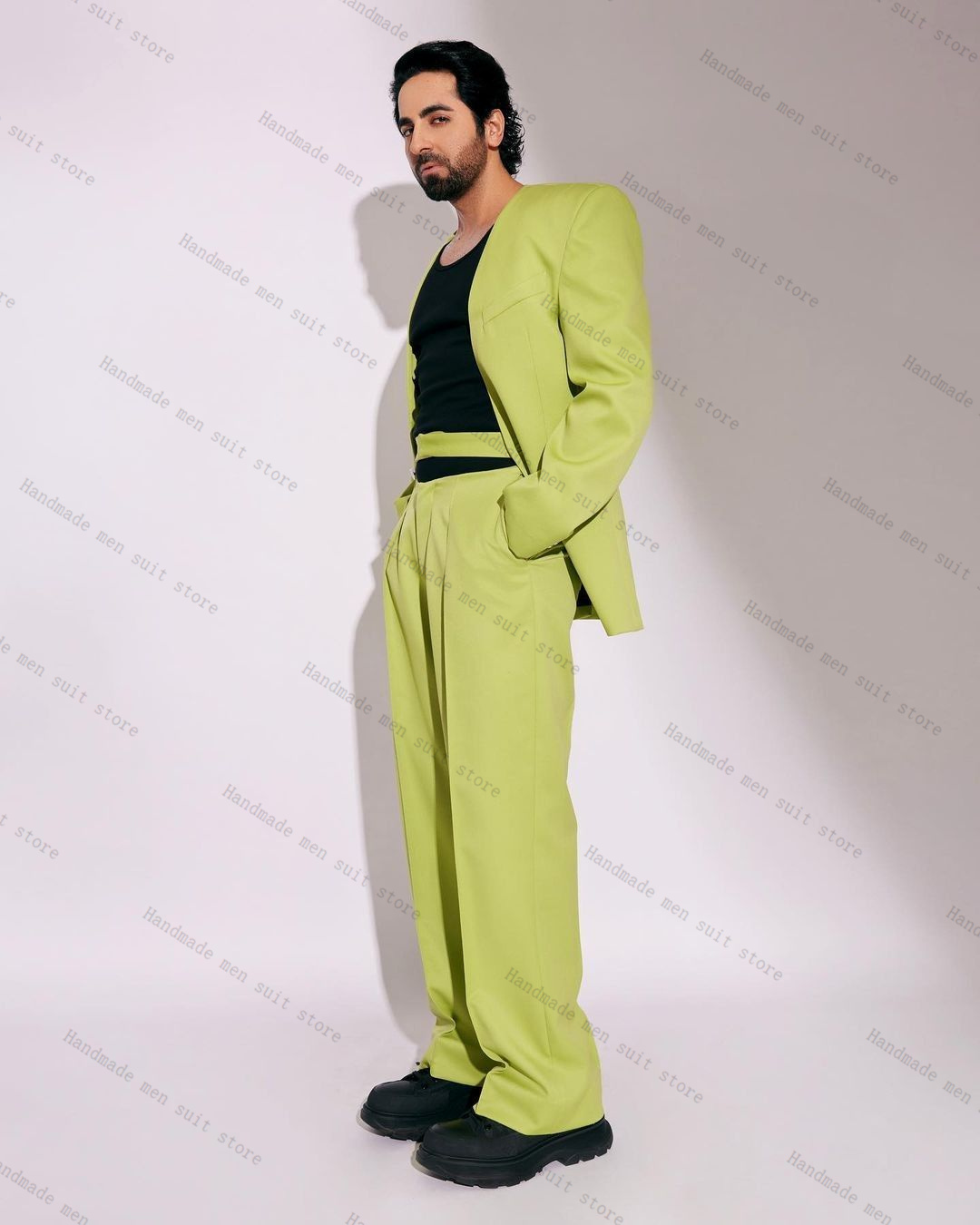 Moda verde masculino terno con - Men Formal Wear Green avaliação e preço