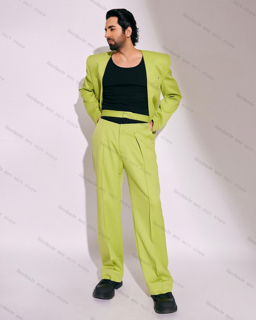Moda verde masculino terno con - Men Formal Wear Green avaliação e preço