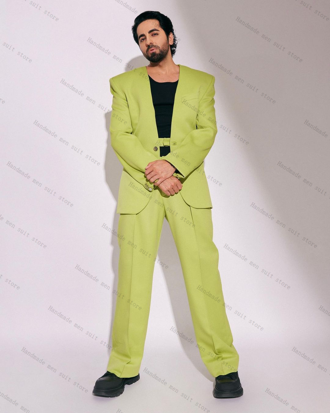 Moda verde masculino terno con - Men Formal Wear Green avaliação e preço