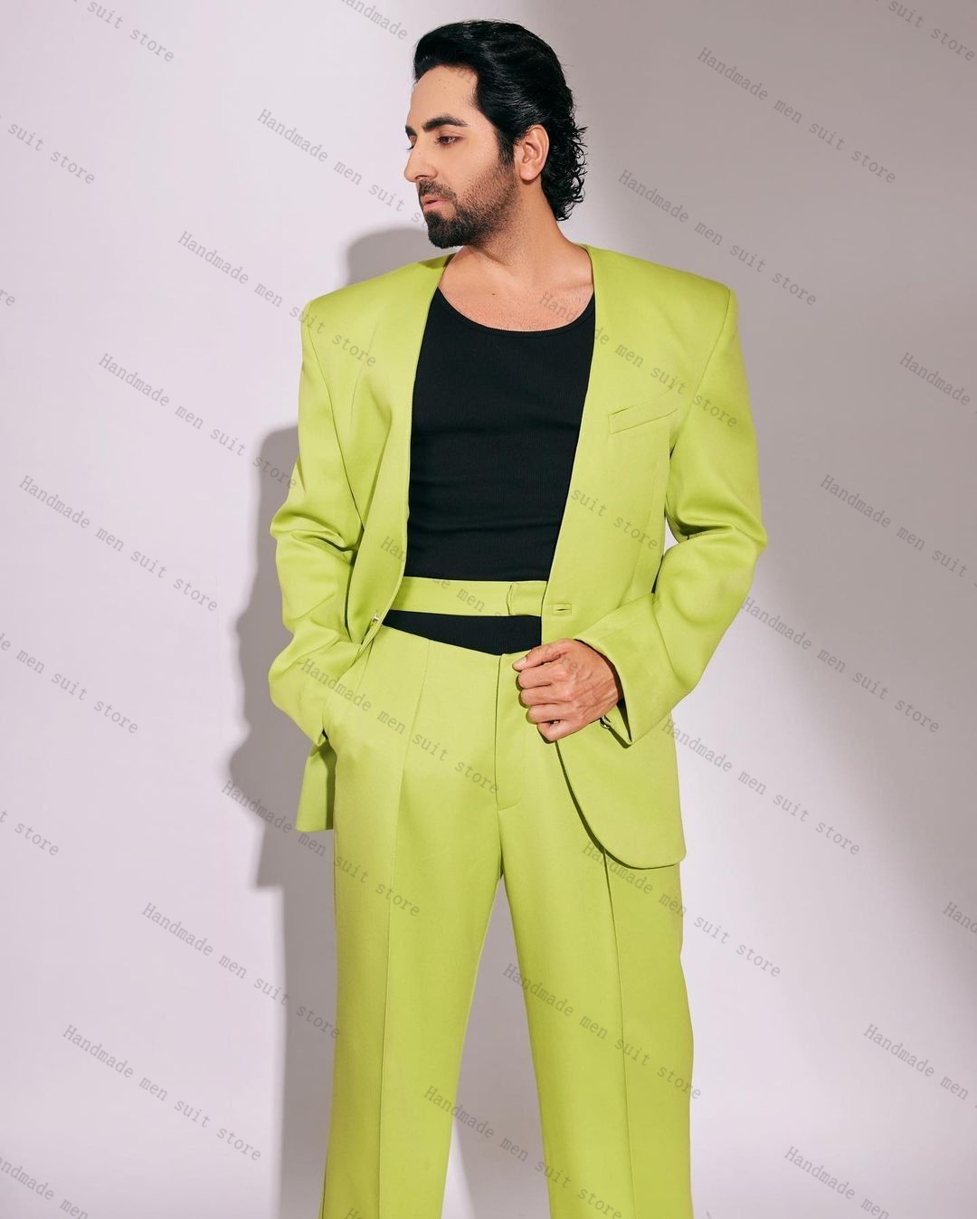 Moda verde masculino terno con - Men Formal Wear Green avaliação e preço