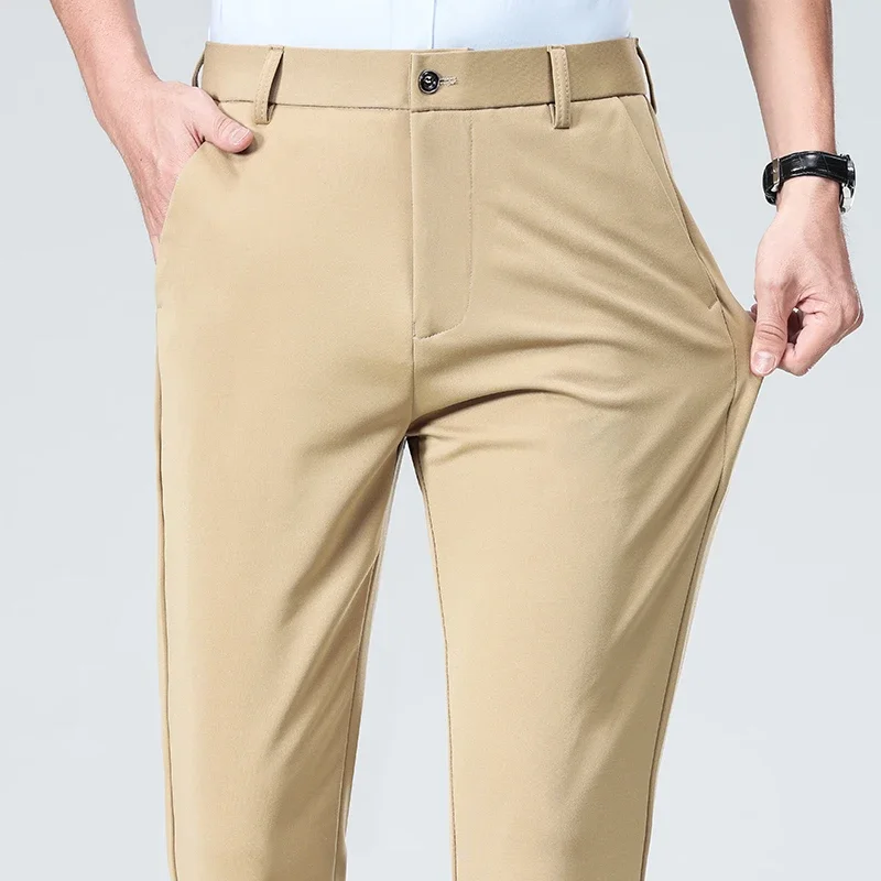 Primavera verão calças finas d - Men Formal Wear Outfits avaliação e preço